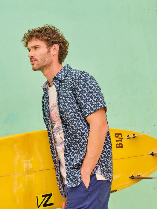 White Stuff Men's Finsbury Koi Printed Shirt In Navy Print