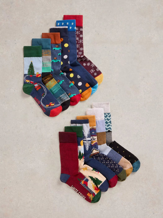 White Stuff Men's 12 Days Men's Sock Advent In Navy Multi