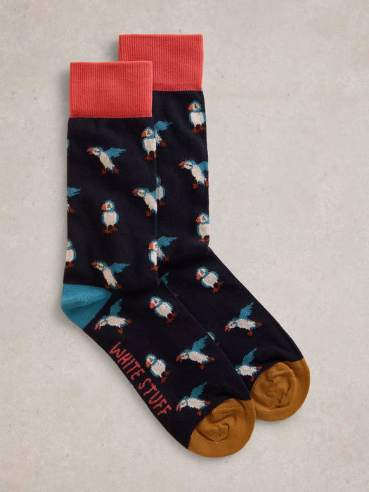 White Stuff Men's Puffin Ankle Sock In Blue Multi