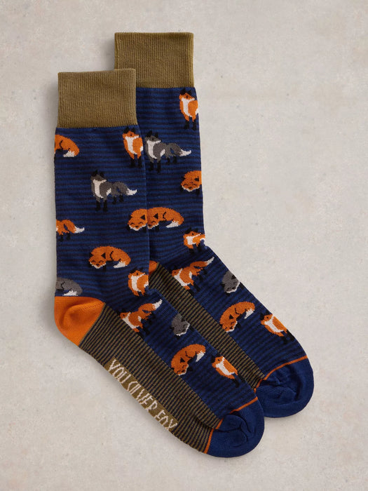 White Stuff Men's Silver Fox Ankle Sock In Navy Multi