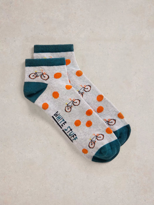 White Stuff Men's Bicycle Spot Trainer Sock In Grey Multi