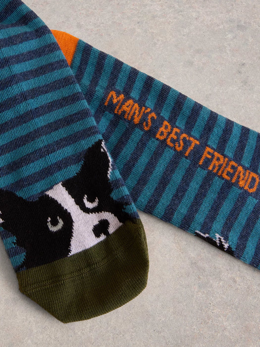 White Stuff Men's Dapper Dog Ankle Sock In Blue Multi