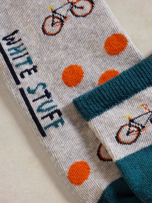 White Stuff Men's Bicycle Spot Trainer Sock In Grey Multi