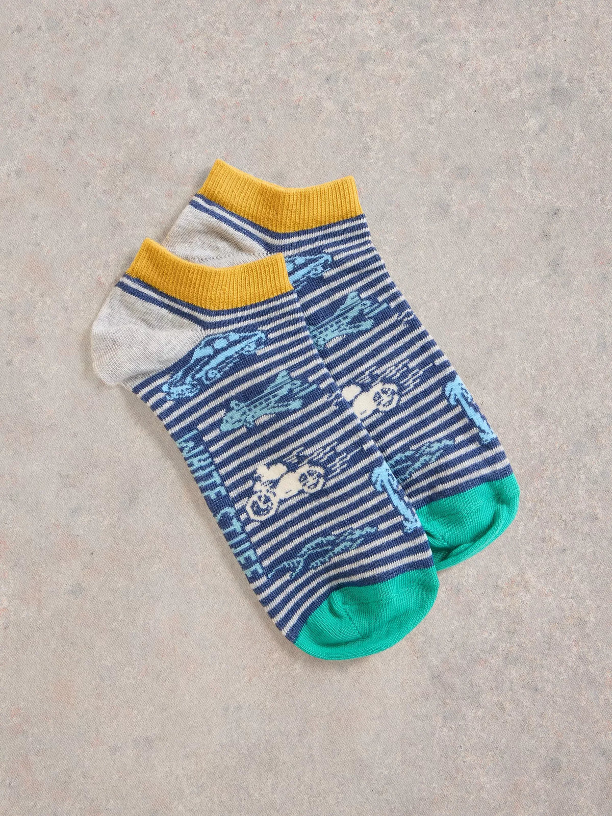 White Stuff Men's Scenic Trainer Sock In Navy Print — Maple Gifts