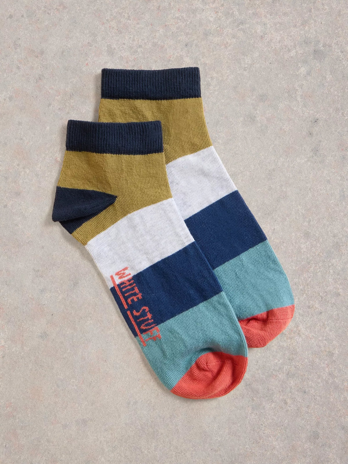 White Stuff Men's Block Stripe Trainer Sock In Grey Multi — Maple Gifts