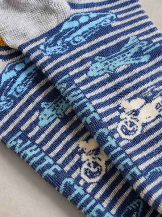 White Stuff Men's Scenic Trainer Sock In Navy Print