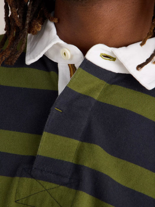 White Stuff Men's LS Stripe Rugby Shirt In Green Multi