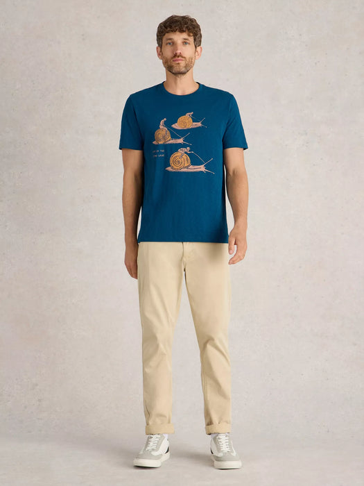 White Stuff Men's Slow Lane Graphic Tee In Teal Print