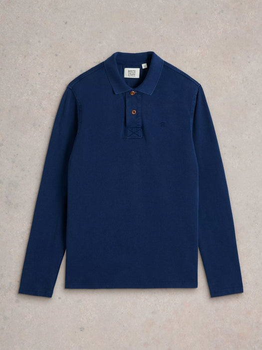 White Stuff Men's LS Utility Polo In Deep Blue