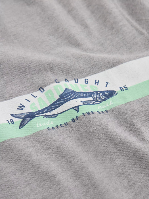White Stuff Men's Abersoch Graphic Fish Stripe In Grey Print