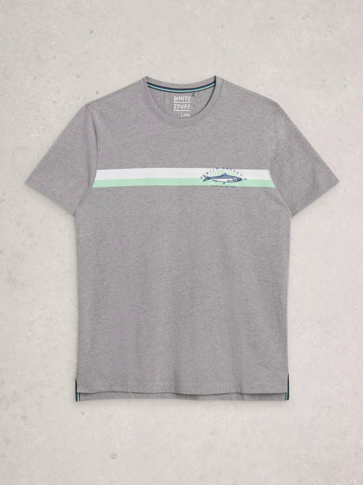 White Stuff Men's Abersoch Graphic Fish Stripe In Grey Print