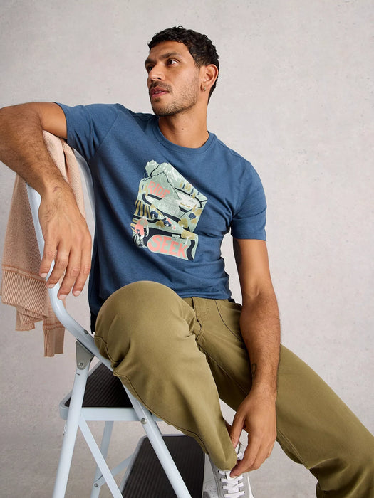 White Stuff Men's Abersoch Graphic Ride Seek In Blue Print