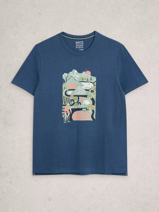 White Stuff Men's Abersoch Graphic Ride Seek In Blue Print