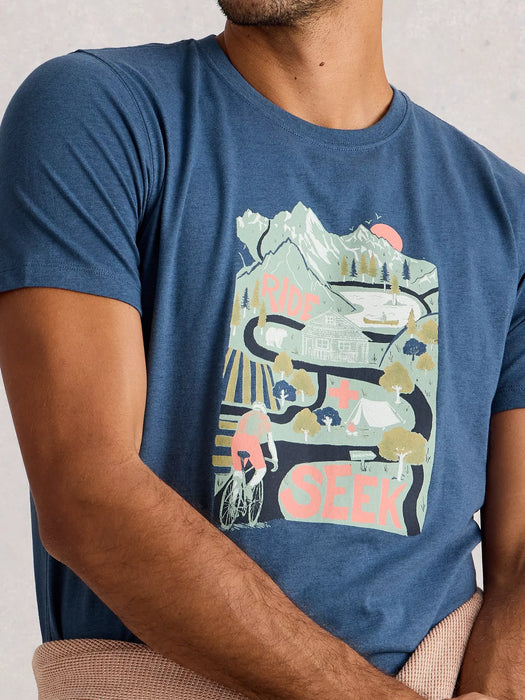 White Stuff Men's Abersoch Graphic Ride Seek In Blue Print