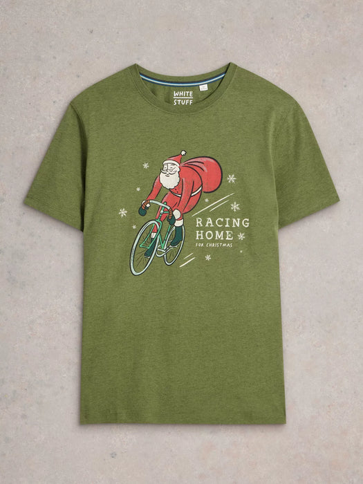 White Stuff Men's Racing Home Graphic Tee In Green Print