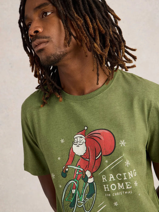 White Stuff Men's Racing Home Graphic Tee In Green Print