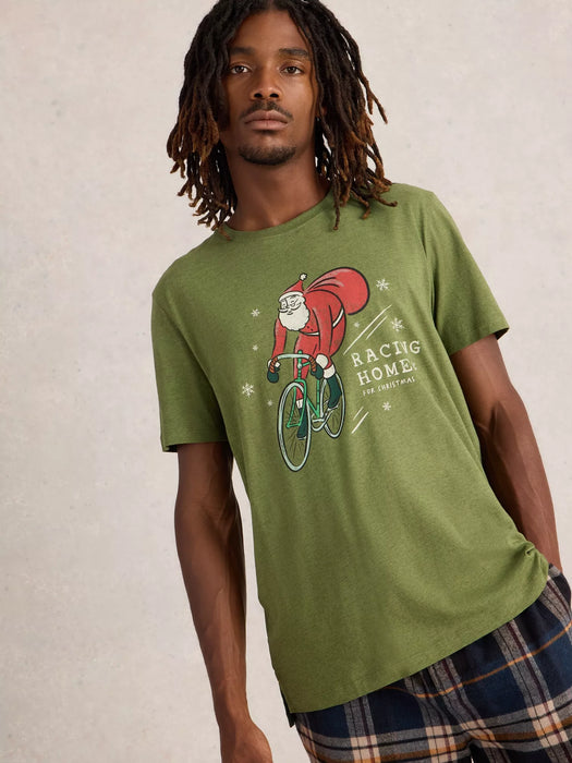 White Stuff Men's Racing Home Graphic Tee In Green Print