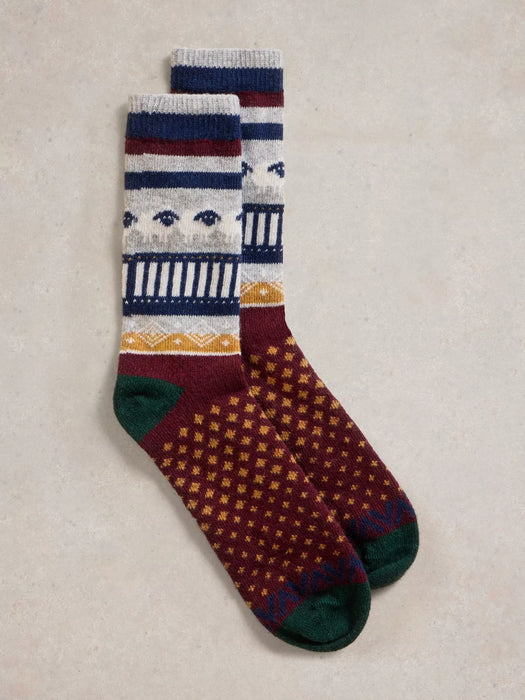 White Stuff Men's Counting Sheep Wool Mix Sock In Yellow Multi