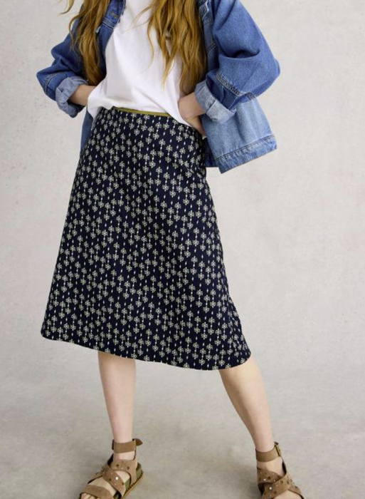 White Stuff Women's Nell Printed Reversible Skirt In Navy Multi