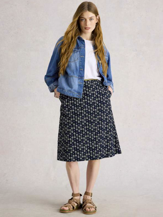 White Stuff Women's Nell Printed Reversible Skirt In Navy Multi