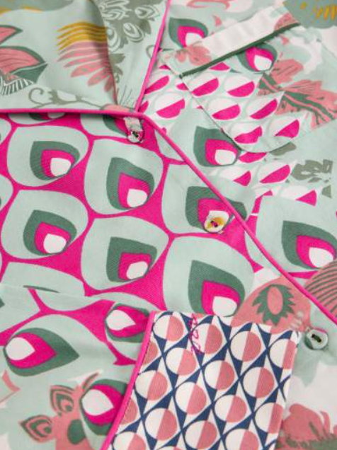 White Stuff Women's Nina Organic PJ Shirt In Green Multi