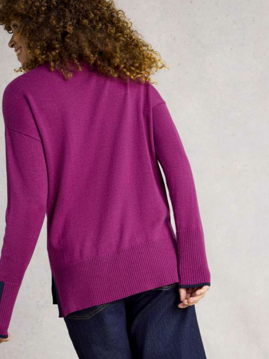 White Stuff Women's Olive Long Sleeve Crew Jumper In Dark Plum