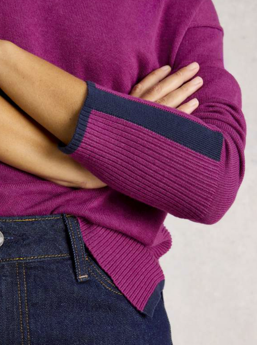 White Stuff Women's Olive Long Sleeve Crew Jumper In Dark Plum