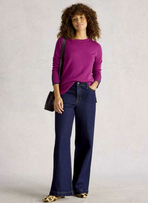 White Stuff Women's Olive Long Sleeve Crew Jumper In Dark Plum