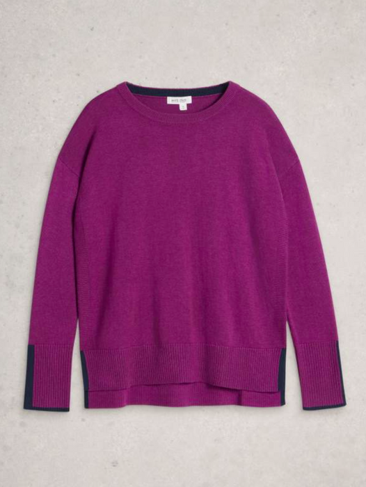 White Stuff Women's Olive Long Sleeve Crew Jumper In Dark Plum