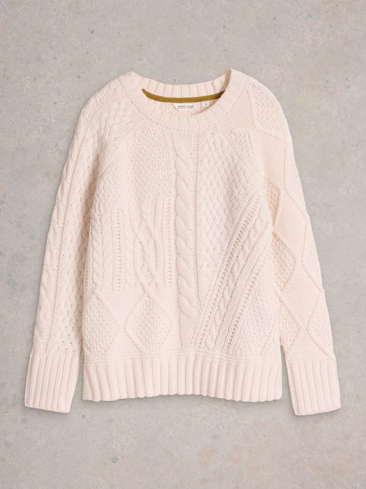 White Stuff Women's Patchwork Cable Jumper In Light Natural