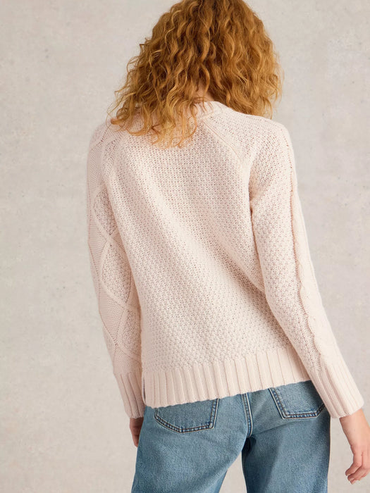 White Stuff Women's Patchwork Cable Jumper In Light Natural