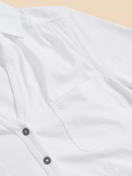 White Stuff Women's Penny Pocket Embroidered Shirt - Pale Ivory