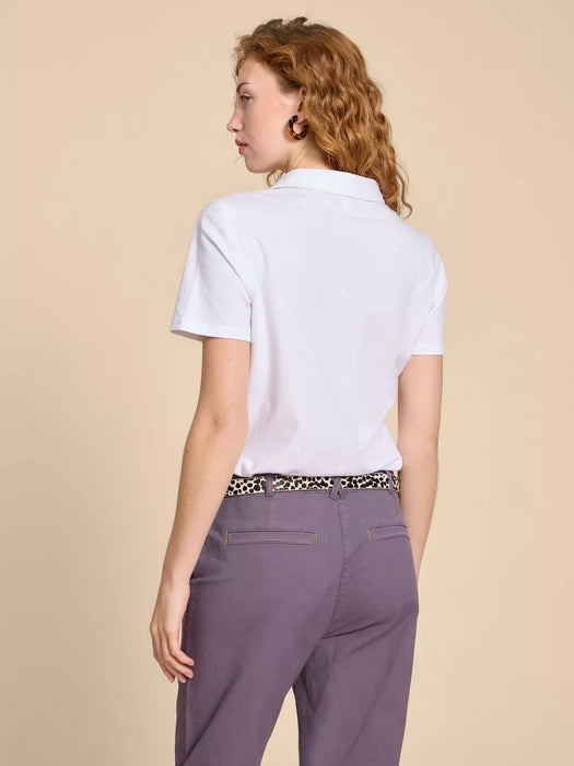 White Stuff Women's Penny Pocket Embroidered Shirt - Pale Ivory