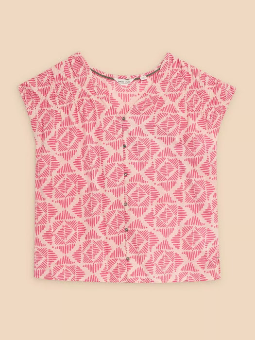 White Stuff Women's Pink Print Rae Organic Cotton Vest