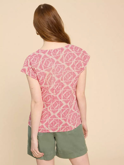 White Stuff Women's Pink Print Rae Organic Cotton Vest