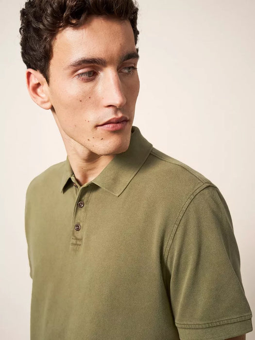 White Stuff Men's Utility Polo - Khaki Green