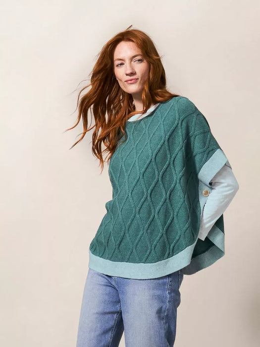 White Stuff Women's Fern Knitted Casual Poncho - Mid Teal
