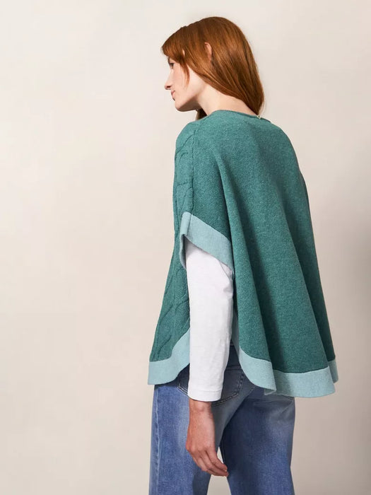 White Stuff Women's Fern Knitted Casual Poncho - Mid Teal