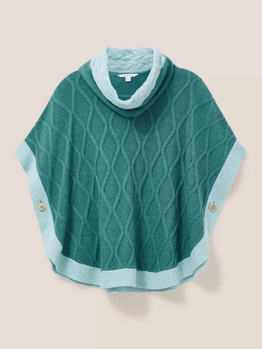 White Stuff Women's Fern Knitted Casual Poncho - Mid Teal