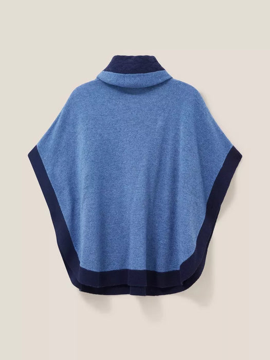 White Stuff Women's Fern Knitted Casual Poncho - Mid Blue