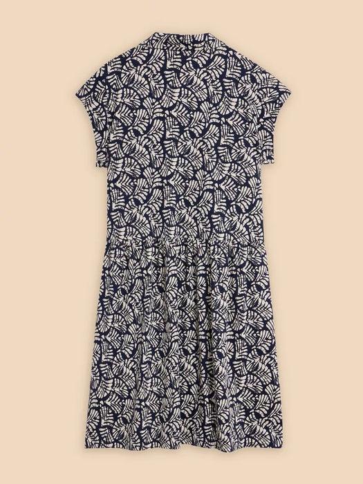 White Stuff Women's Navy Print Everly Printed Jersey Shirt Dress