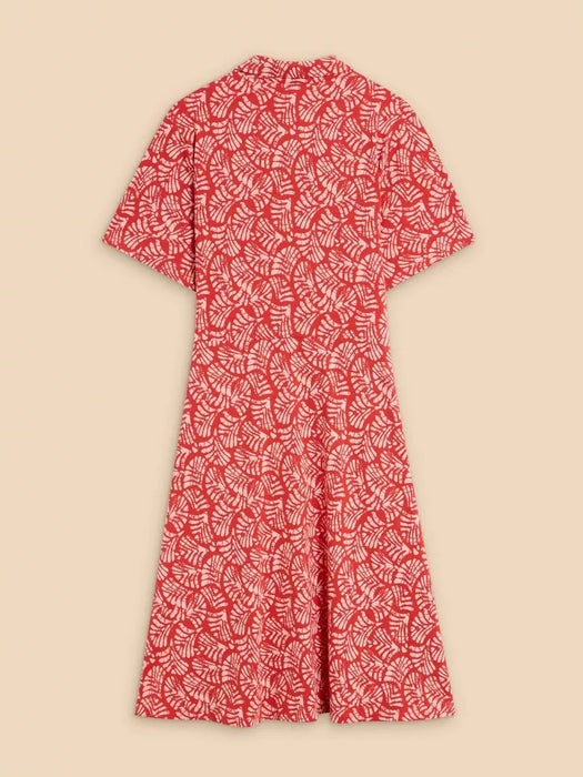 White Stuff Women's Red Print Ria Jersey Shirt Dress