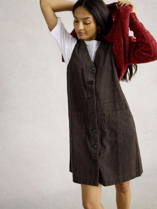 White Stuff Women's Rose Cord Pinny In Dark Navy