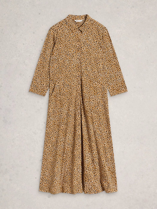 White Stuff Women's Rua Jersey Shirt Dress In Chartreuse Print