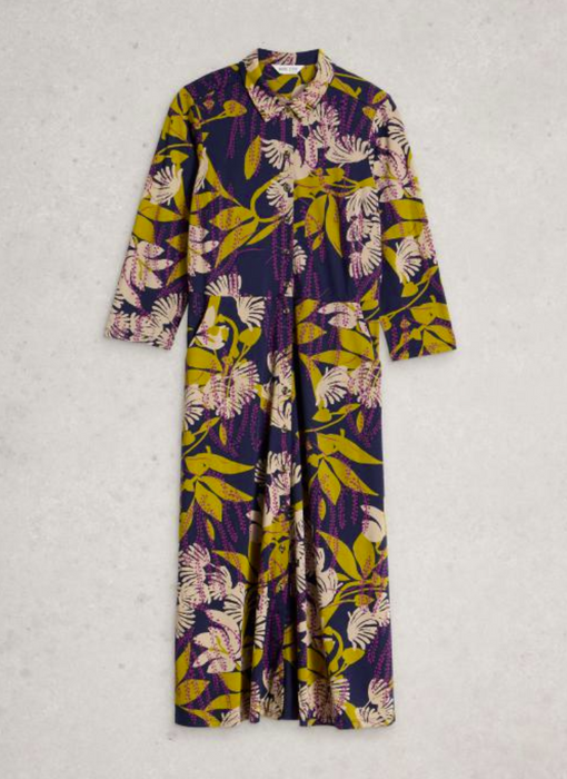 White Stuff Women's Rua Jersey Collared Shirt Dress In Navy Multi