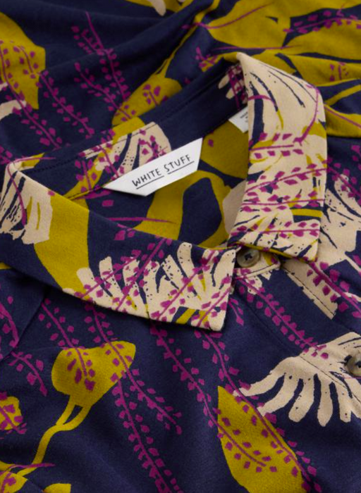 White Stuff Women's Rua Jersey Collared Shirt Dress In Navy Multi