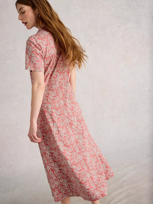 White Stuff Women's Rua Jersey Collared Shirt Midi Dress In Pink Multi