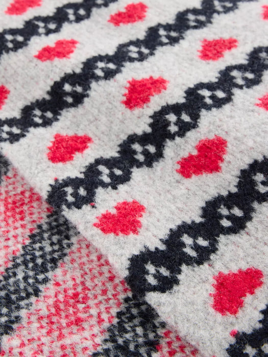 White Stuff Women's Heart Fairisle Scarf In Grey Multi