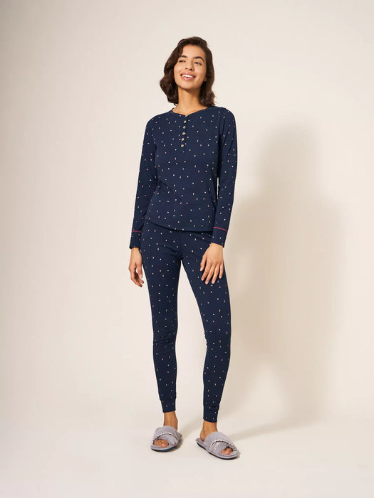 White Stuff Women's Selena Jersey PJ Legging In Navy Multi