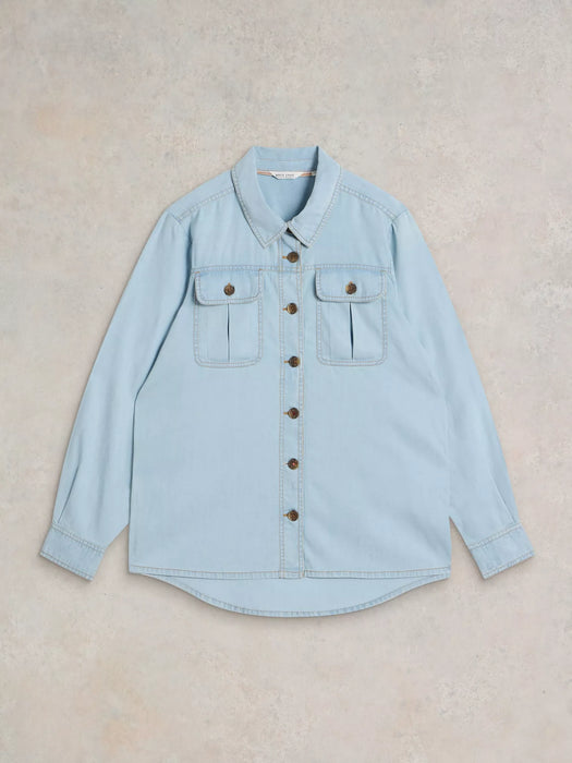 White Stuff Women's Demi Cargo Shirt In Light Denim